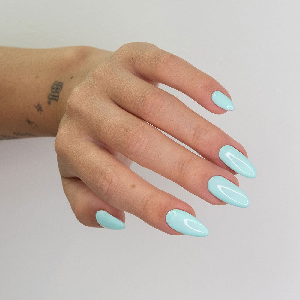 Gelous Tiffany Blues HEMA & TPO Free gel nail polish - photographed in New Zealand on model