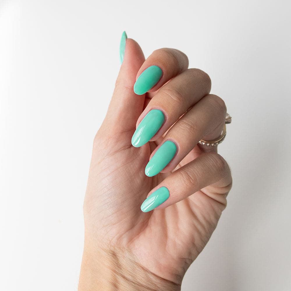 Gelous The Real Teal gel nail polish - photographed in New Zealand on model