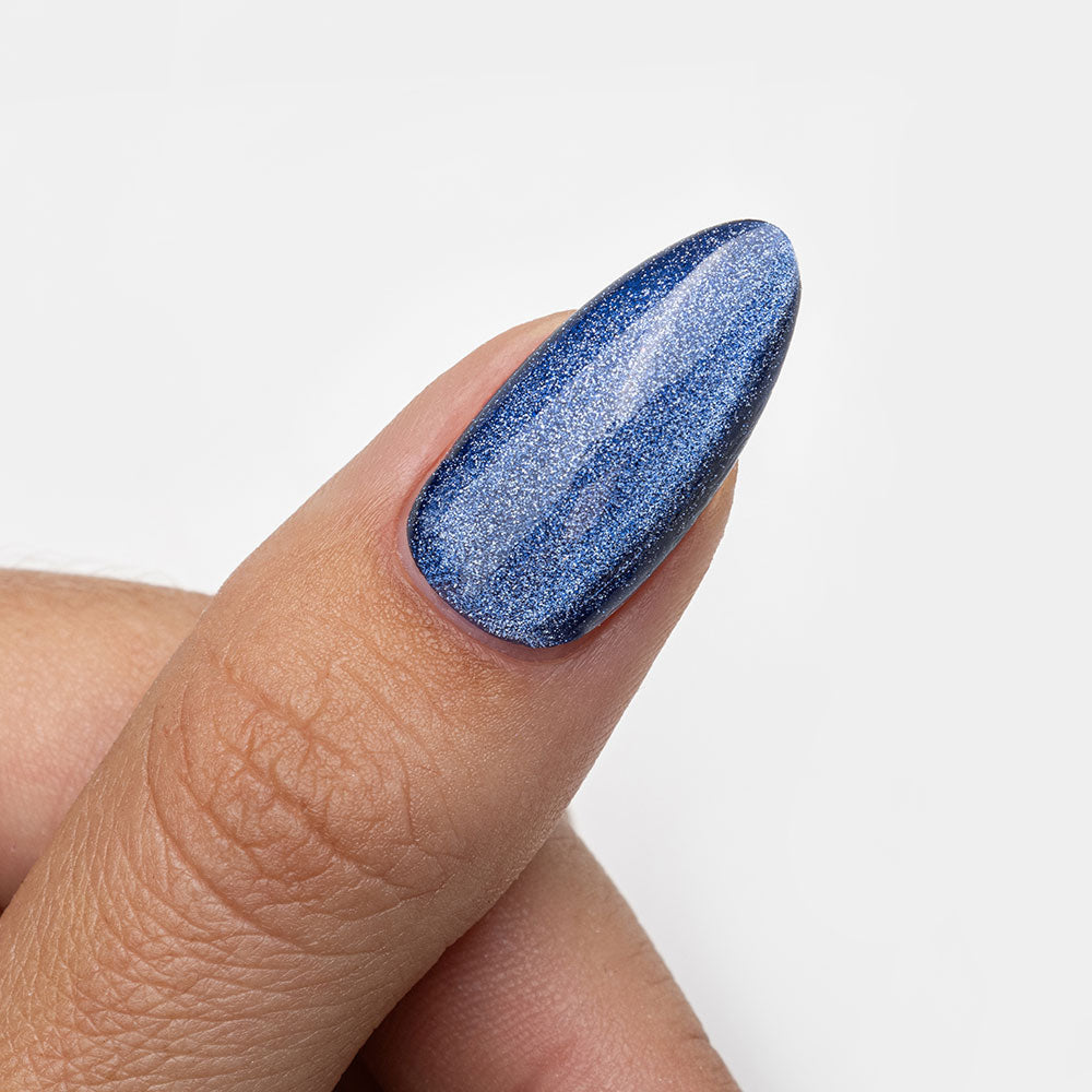 Gelous Velvet Azure HEMA & TPO Free gel nail polish swatch - photographed in New Zealand on model