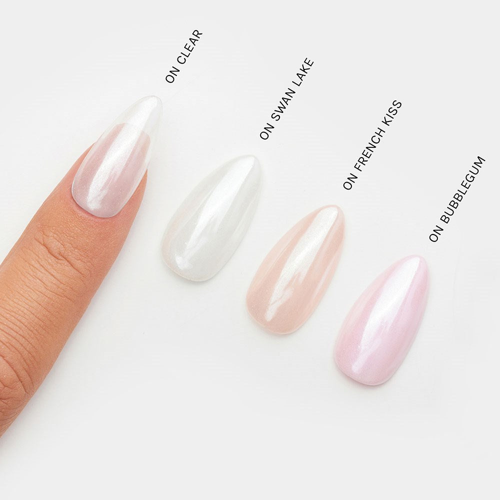 Gelous White Glaze Chrome Powder swatch - photographed in New Zealand