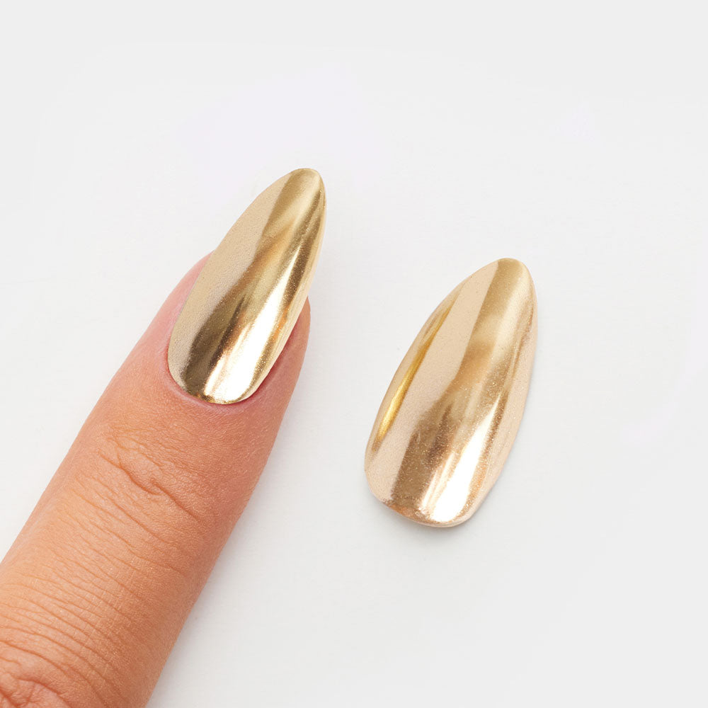 Gelous Gold Mirror Chrome Powder swatch - photographed in New Zealand