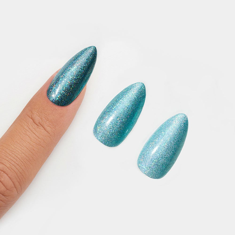 Gelous Aqua Stardust Chrome Powder swatch - photographed in New Zealand