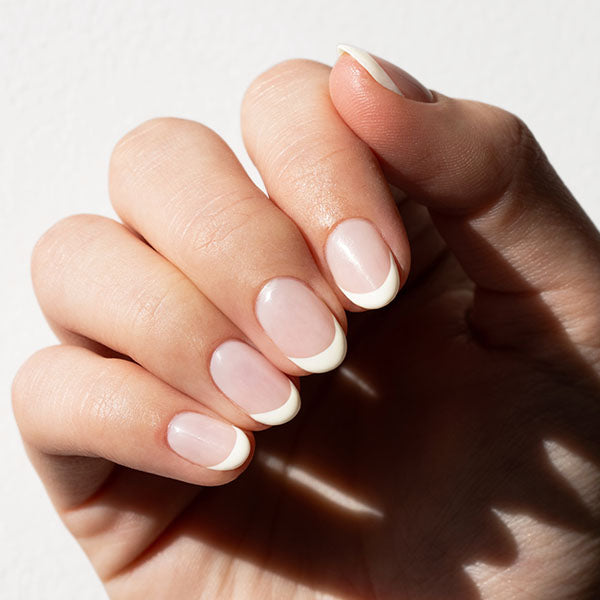 Classic French nail tips - photographed in New Zealand on model