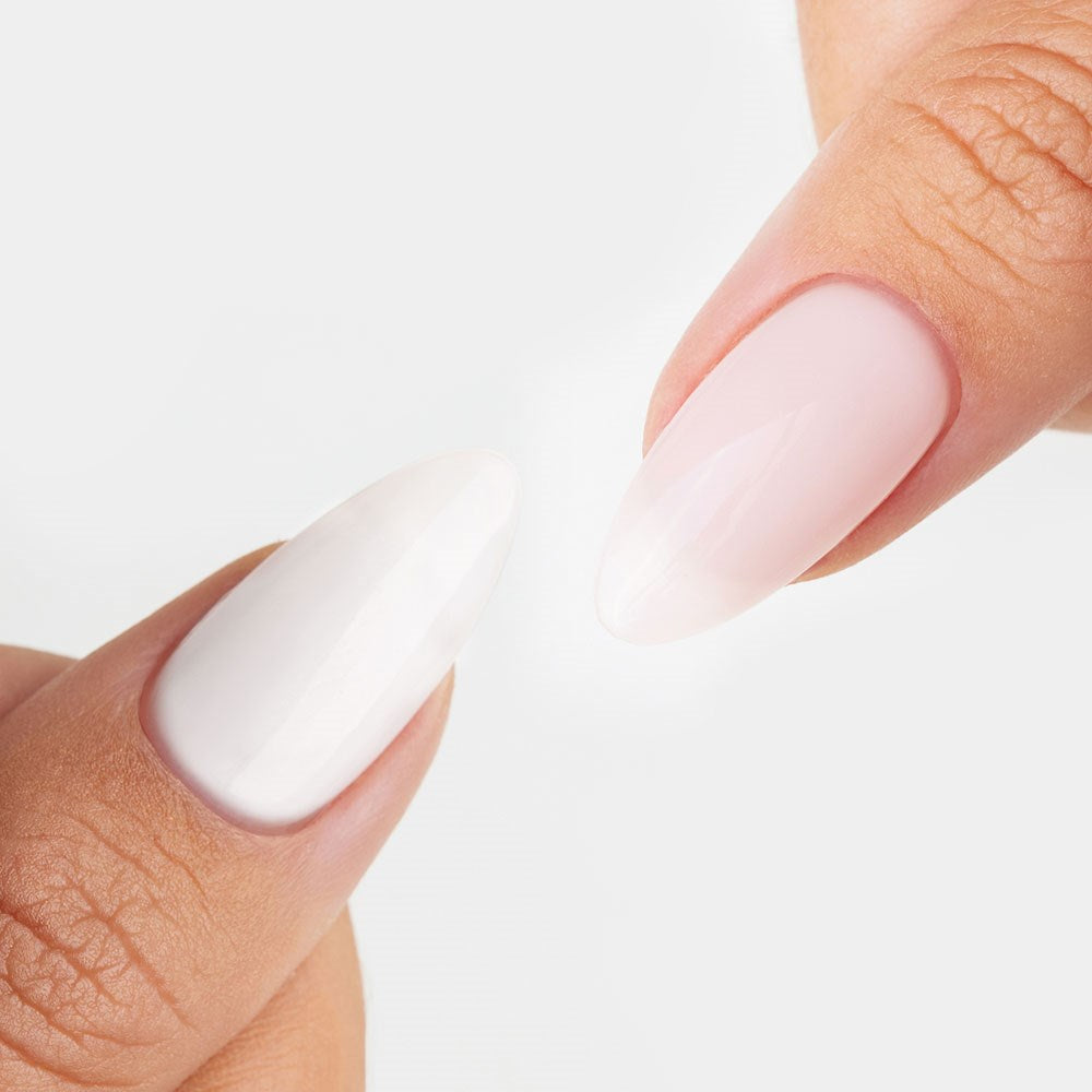 Gelous White Rubber Base Coat and Milky Pink Builder gel nail polish Duo - photographed in New Zealand