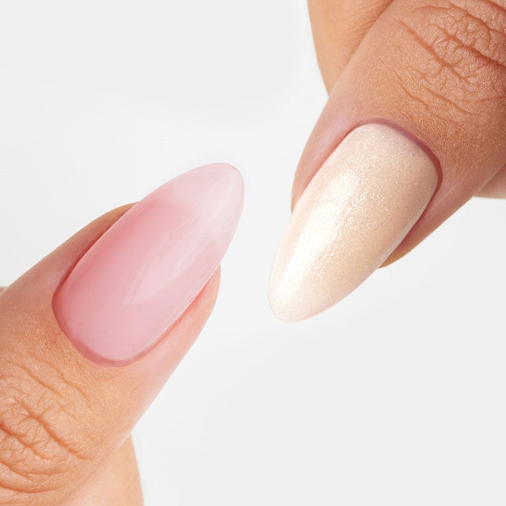 Gelous Pink Builder Gel and Shimmer Top Coat gel nail polish Duo - photographed in New Zealand