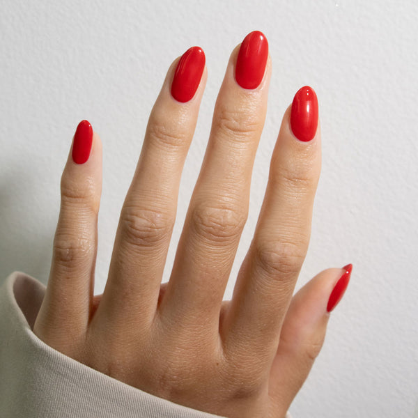 Gelous Red Sass gel nail polish - photographed in New Zealand on model