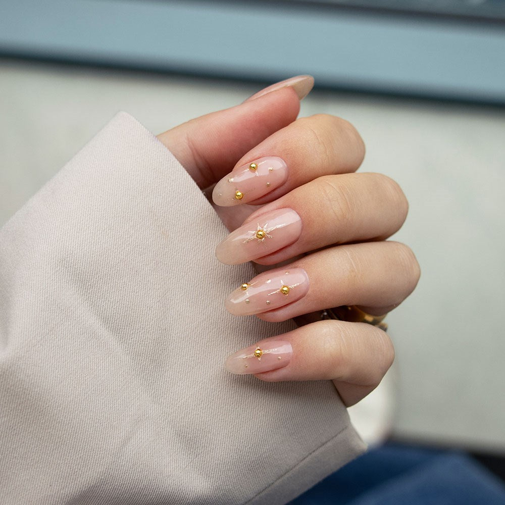 Gelous Imperfect Silver & Gold Domes - photographed in New Zealand on model