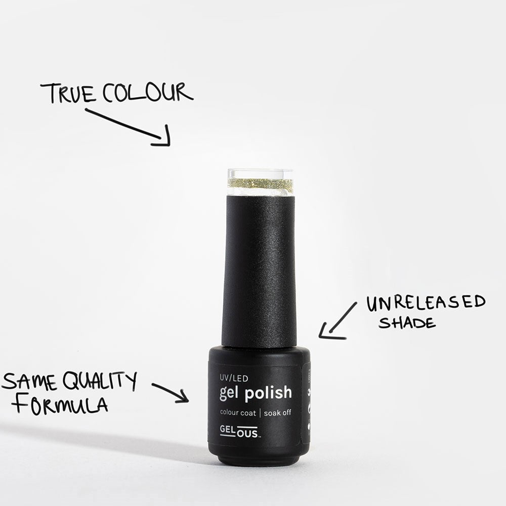 Gelous Imperfect Green Reflective Glitter Mini gel nail polish - photographed in New Zealand