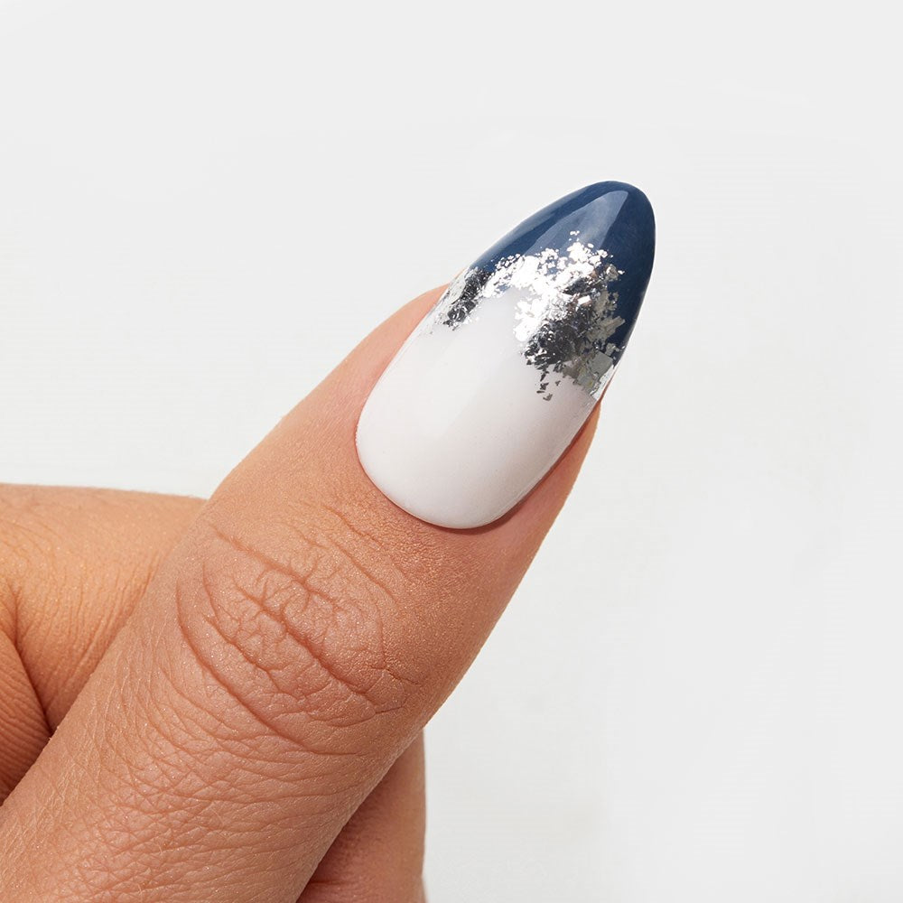 Gelous Silver Leaf Nail Art product photo - photographed in New Zealand on model