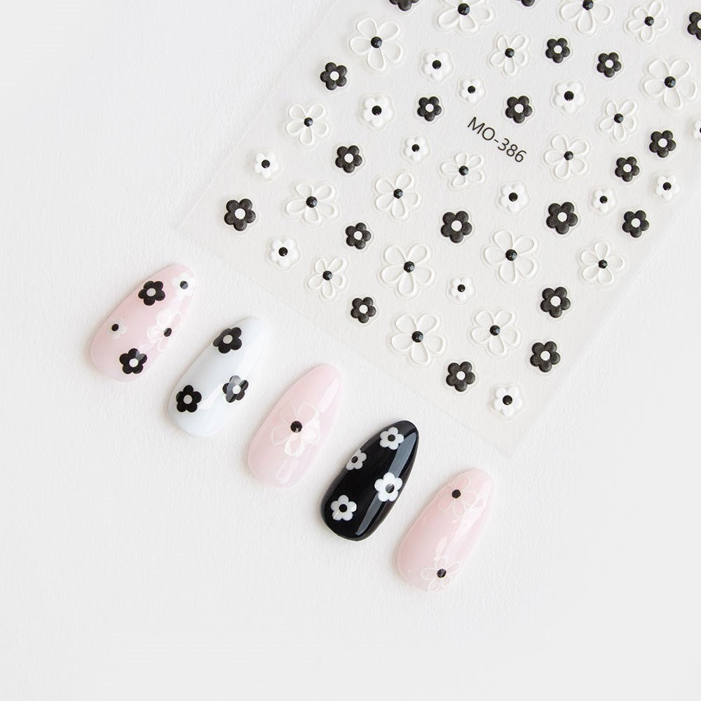Gelous Black and White Flowers Nail Art Stickers product photo - photographed in New Zealand