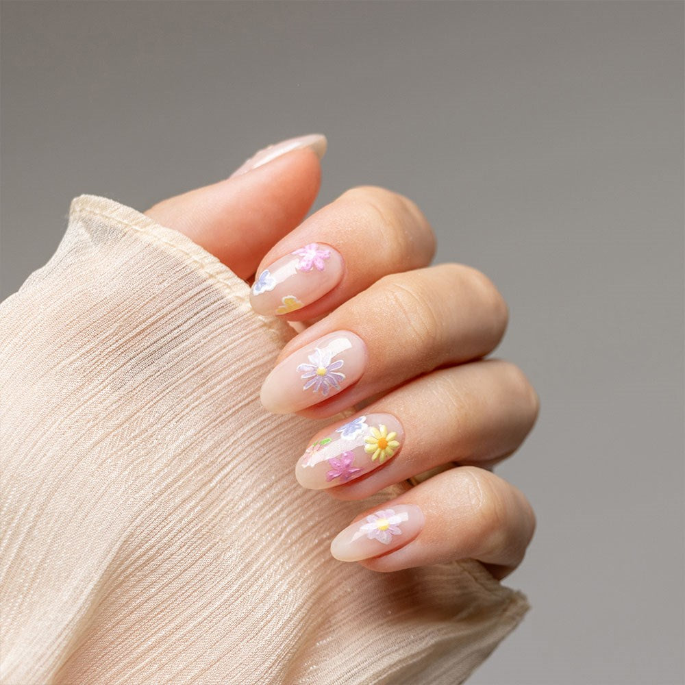 Gelous Pastel Flower Nail Art Stickers product photo - photographed in New Zealand on model