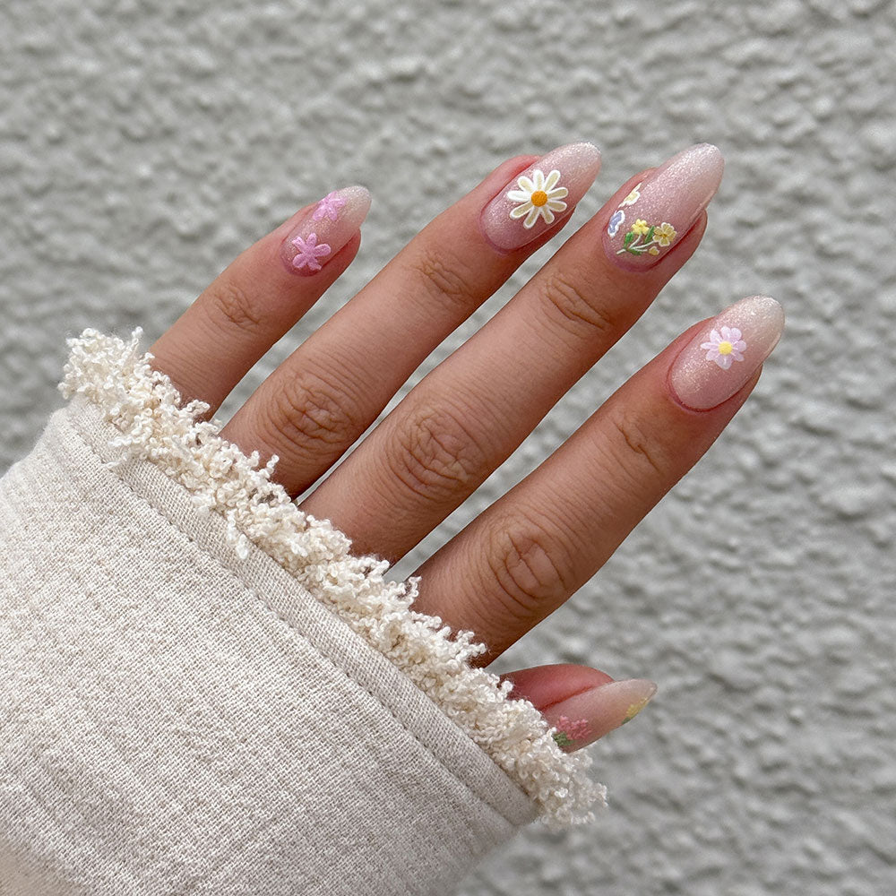 Gelous Pastel Flower Nail Art Stickers product photo - photographed in New Zealand on model