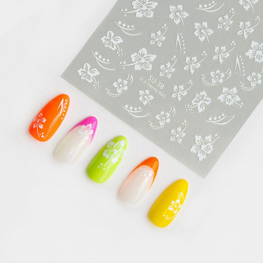Gelous White Hibiscus Nail Art Stickers product photo - photographed in New Zealand