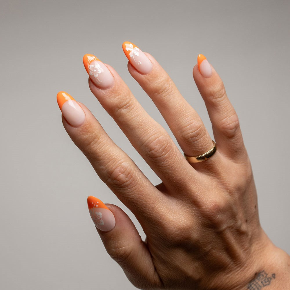 Gelous White Hibiscus Nail Art Stickers product photo - photographed in New Zealand on model