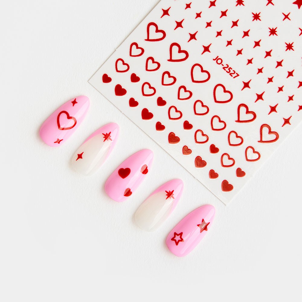 Gelous Red Hearts and Stars Nail Art Stickers product photo - photographed in New Zealand