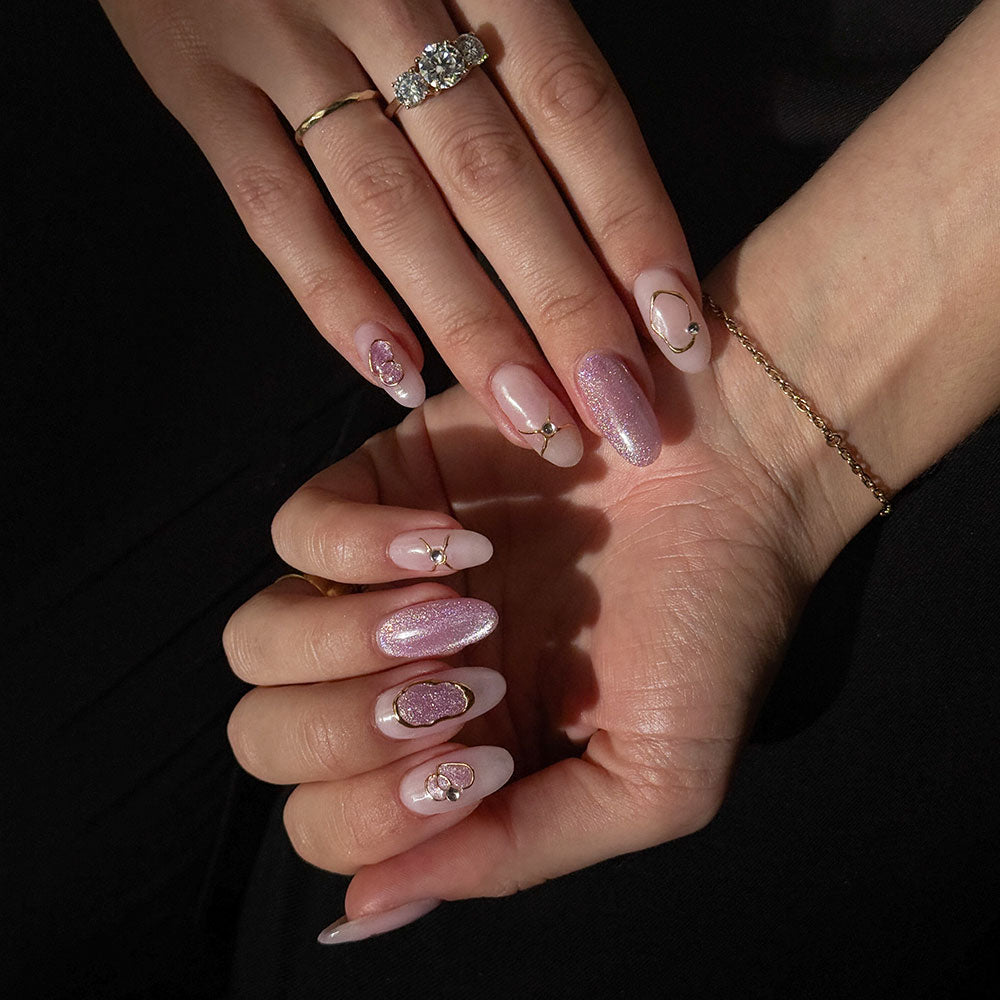 Gelous Gold Shapes Nail Art Stickers product photo - photographed in New Zealand on model