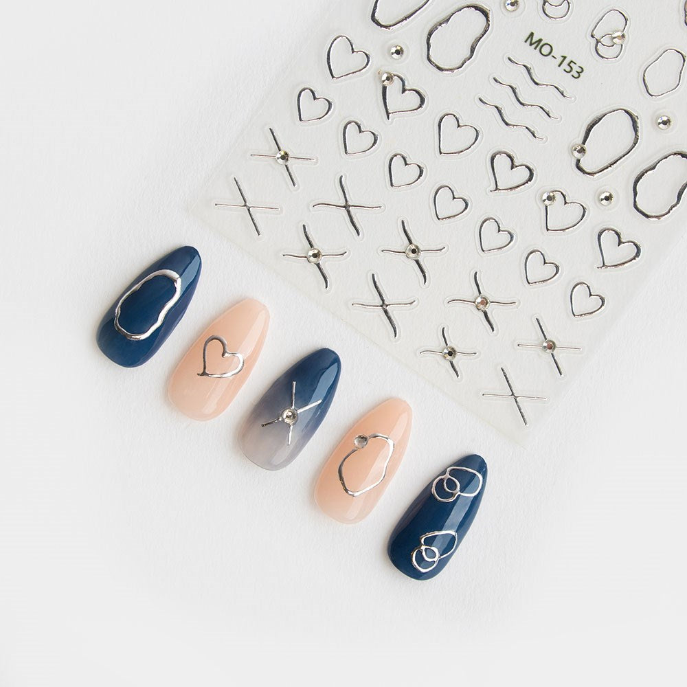 Gelous Silver Shapes Nail Art Stickers product photo - photographed in New Zealand