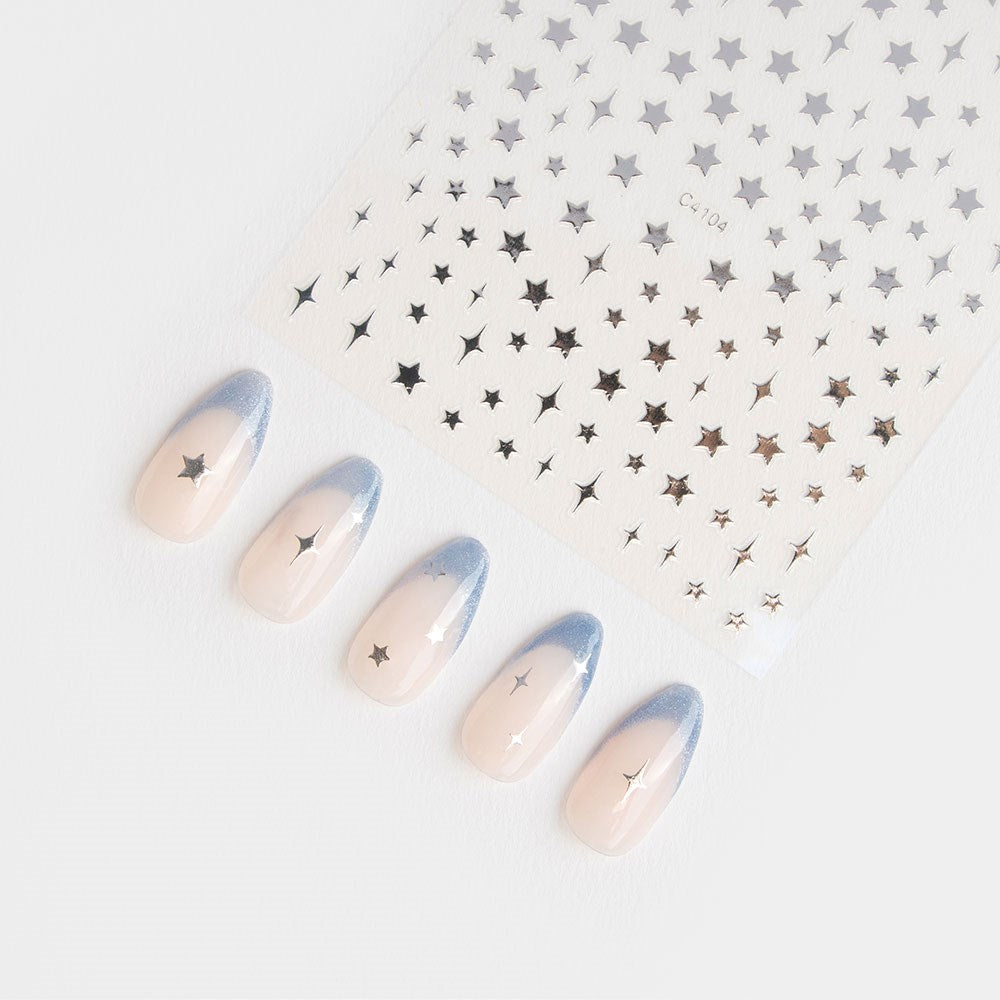 Gelous Silver Star Nail Art Stickers product photo - photographed in New Zealand