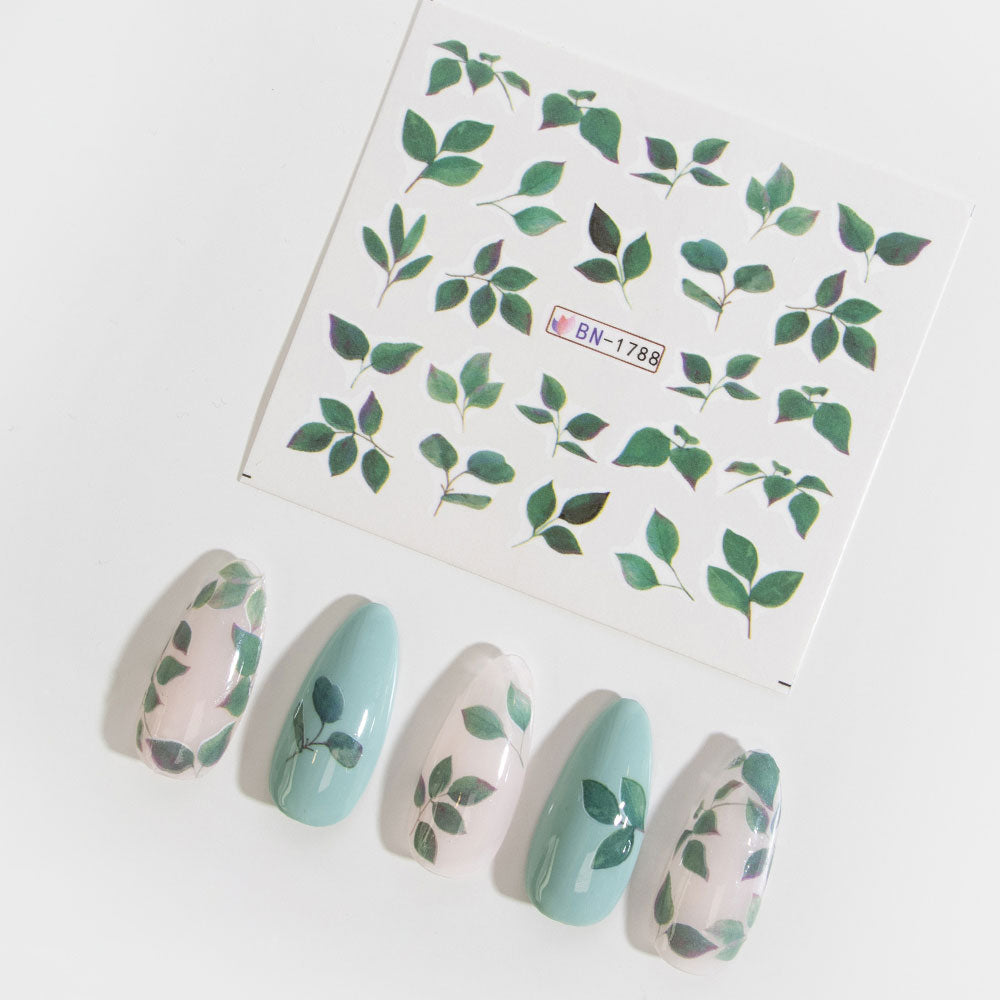 Lopsided Green Stencil Nail Design Trend