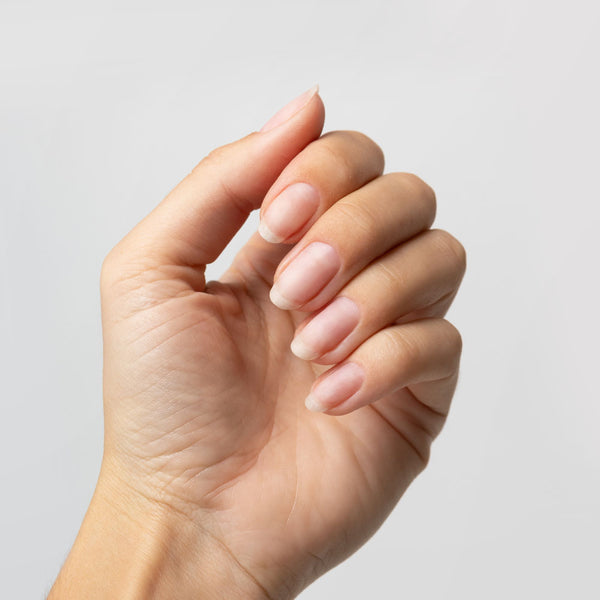 Bare nails before applying Gelous Nail Tips with Clear Rubber Base Coat - photographed in New Zealand on model