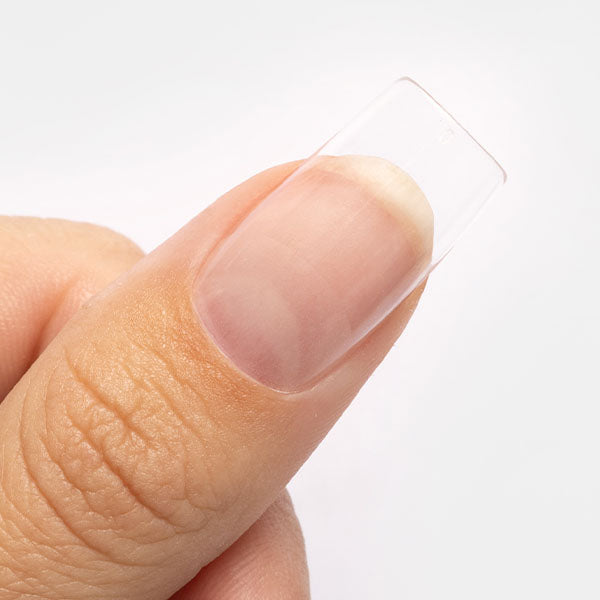 Gelous Long Square Nail Tips applied on model in New Zealand