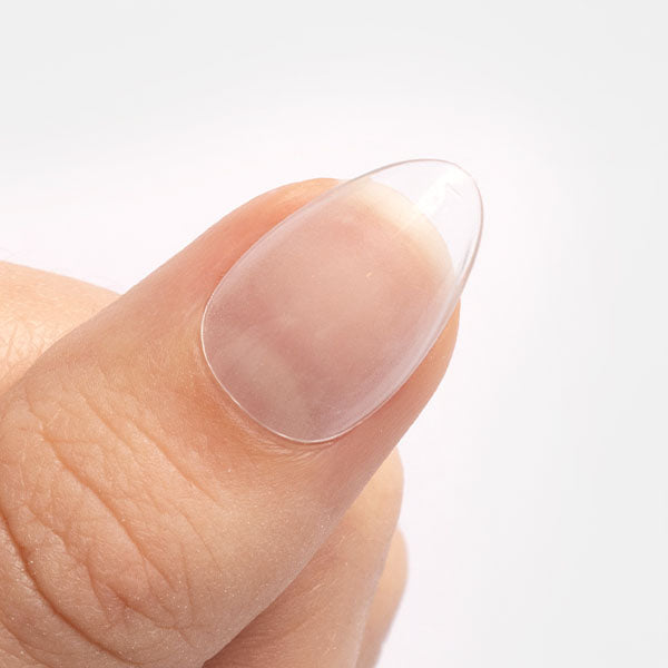 Gelous Short Almond Nail Tips applied on model in New Zealand