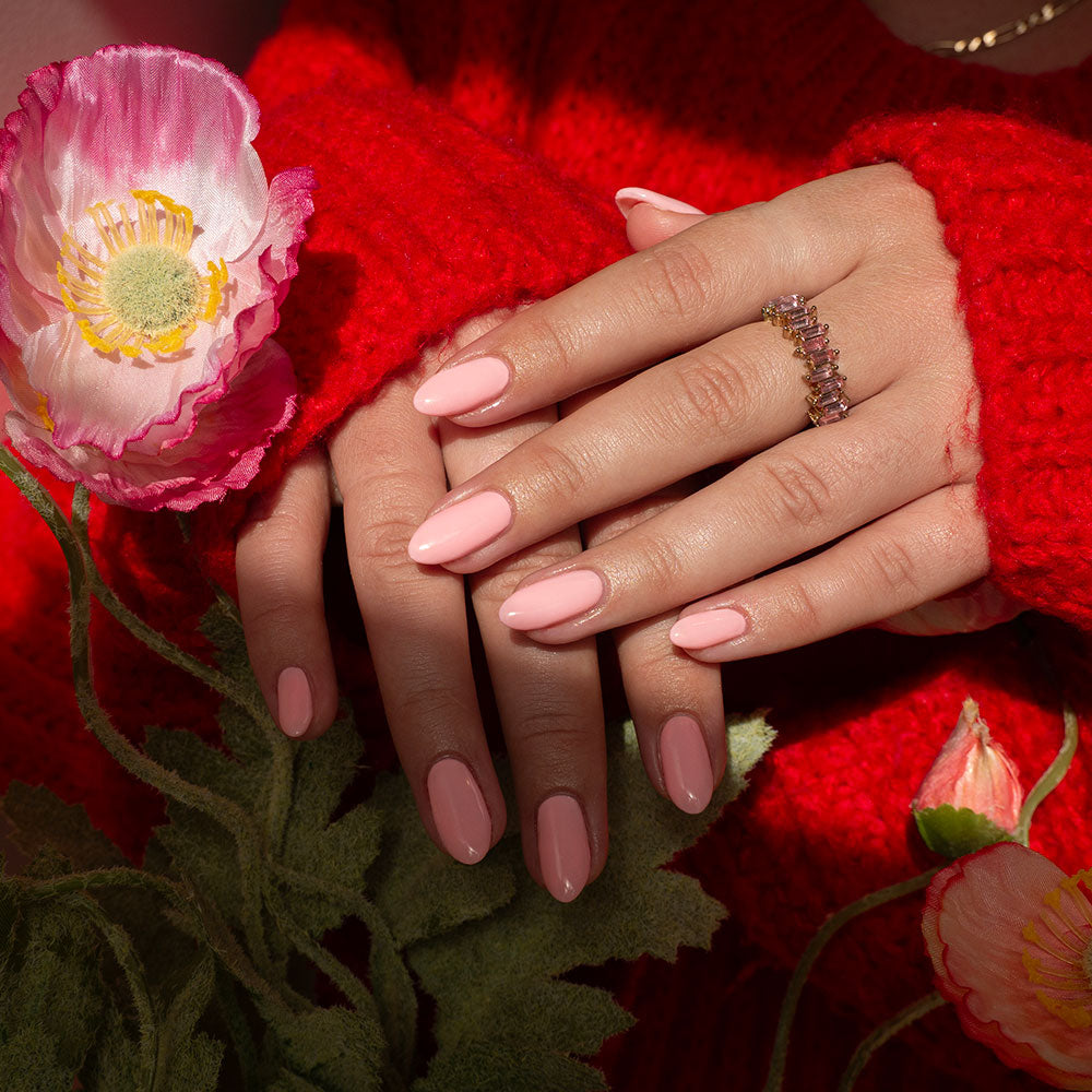 Gelous Strawberry Kisses gel nail polish on model - photographed in New Zealand