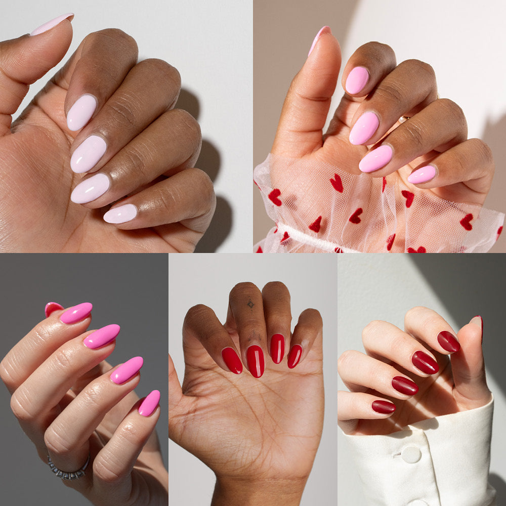 Gelous gel nail polish Pinks &amp; Reds Ultimate Starter Kit - photographed in New Zealand on models