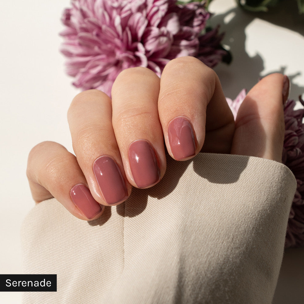 Gel Nail Polish Serenade with Blooms & Berries Starter Kit - photographed in New Zealand on model
