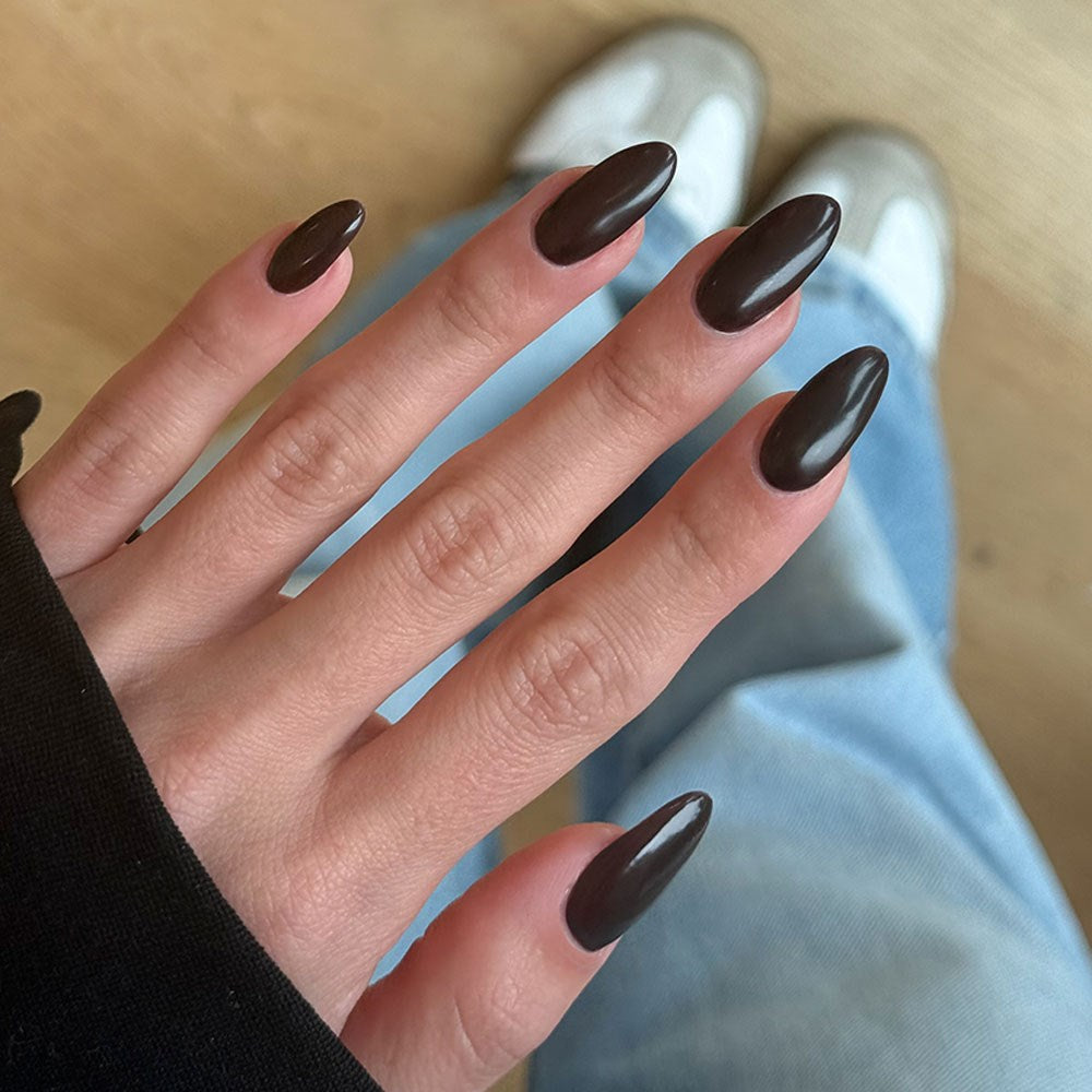 Gelous Satin Top Coat gel nail polish on model - photographed in New Zealand