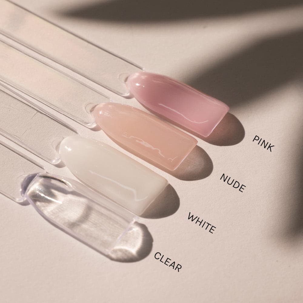 Gelous Clear Rubber Base Coat gel nail polish swatch - photographed in New Zealand