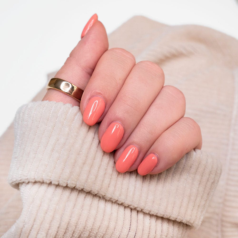 Gelous Coral&#39;s Reef gel nail polish - photographed in New Zealand on model