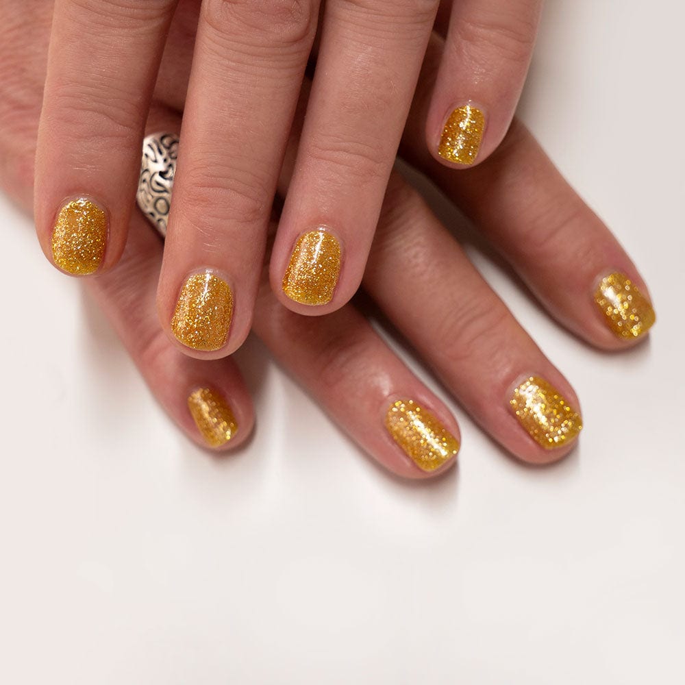 Gelous Good As Gold gel nail polish - photographed in New Zealand on model
