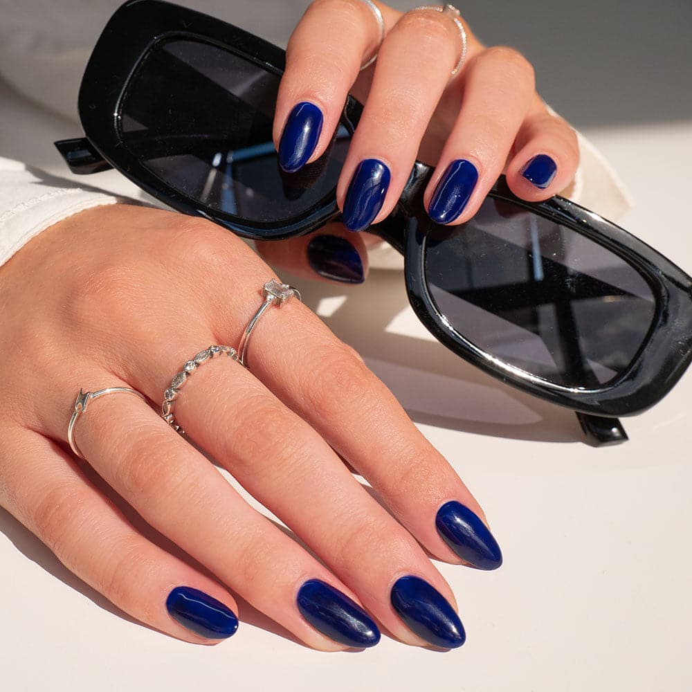 Gelous Into the Blue gel nail polish - photographed in New Zealand on model