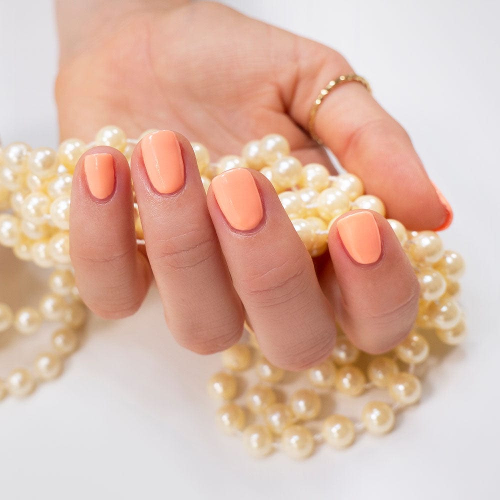 Gelous Orange Sherbet gel nail polish - photographed in New Zealand on model