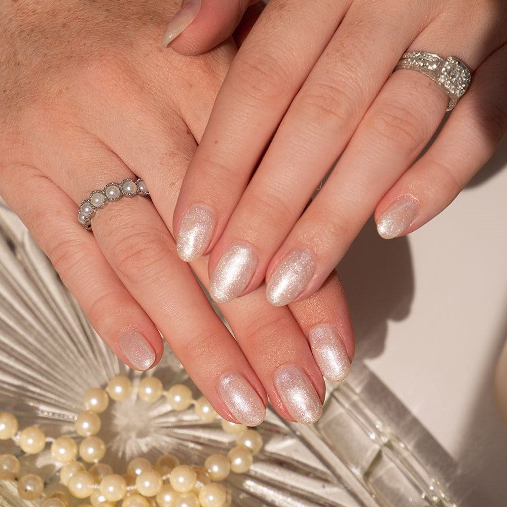 Gelous Pearlescent Moonstone gel nail polish - photographed in New Zealand on model