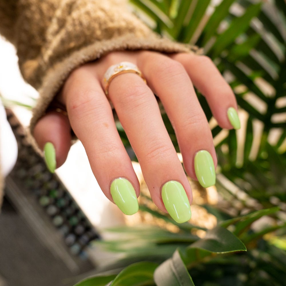 Gelous Read Between the Limes gel nail polish - photographed in New Zealand on model