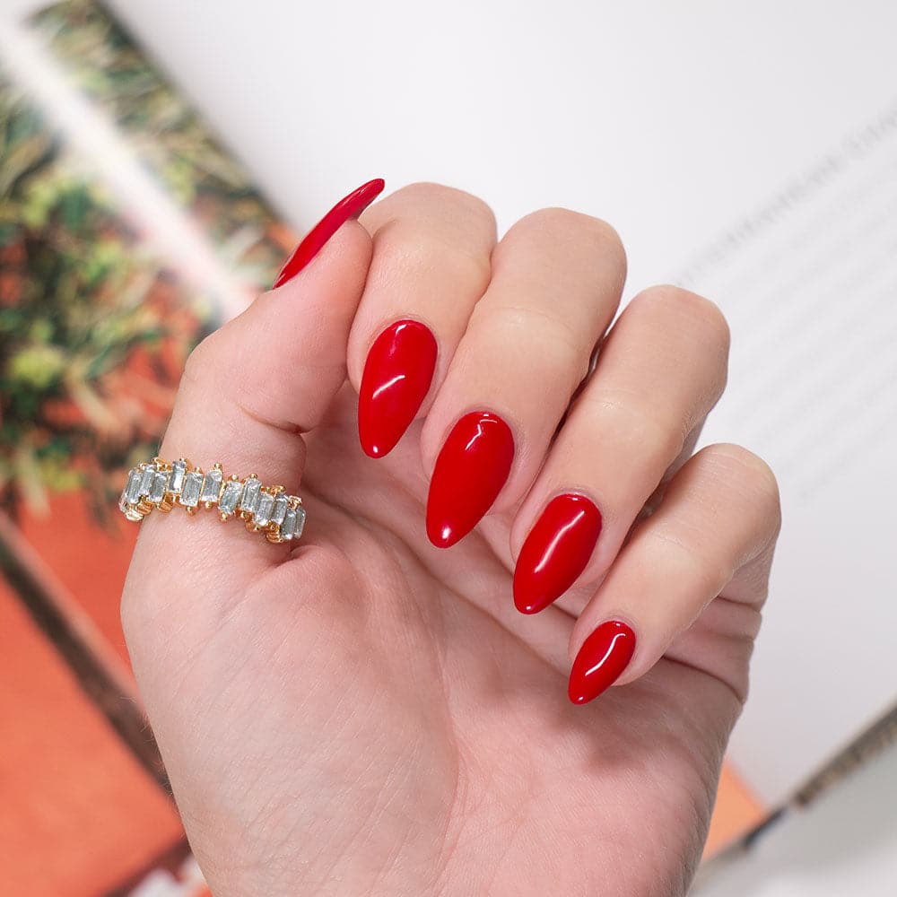 Bright red nails ! | Red gel nails, Bright red nails, Powder nails