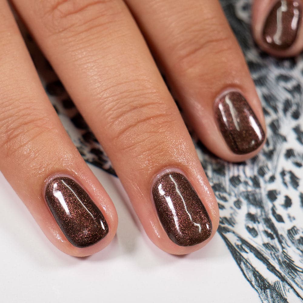 Gelous Shimmer Me Timbers gel nail polish - photographed in New Zealand on model