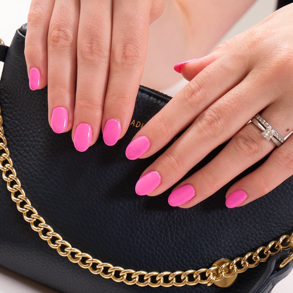Gelous Tickled Pink gel nail polish - photographed in New Zealand on model