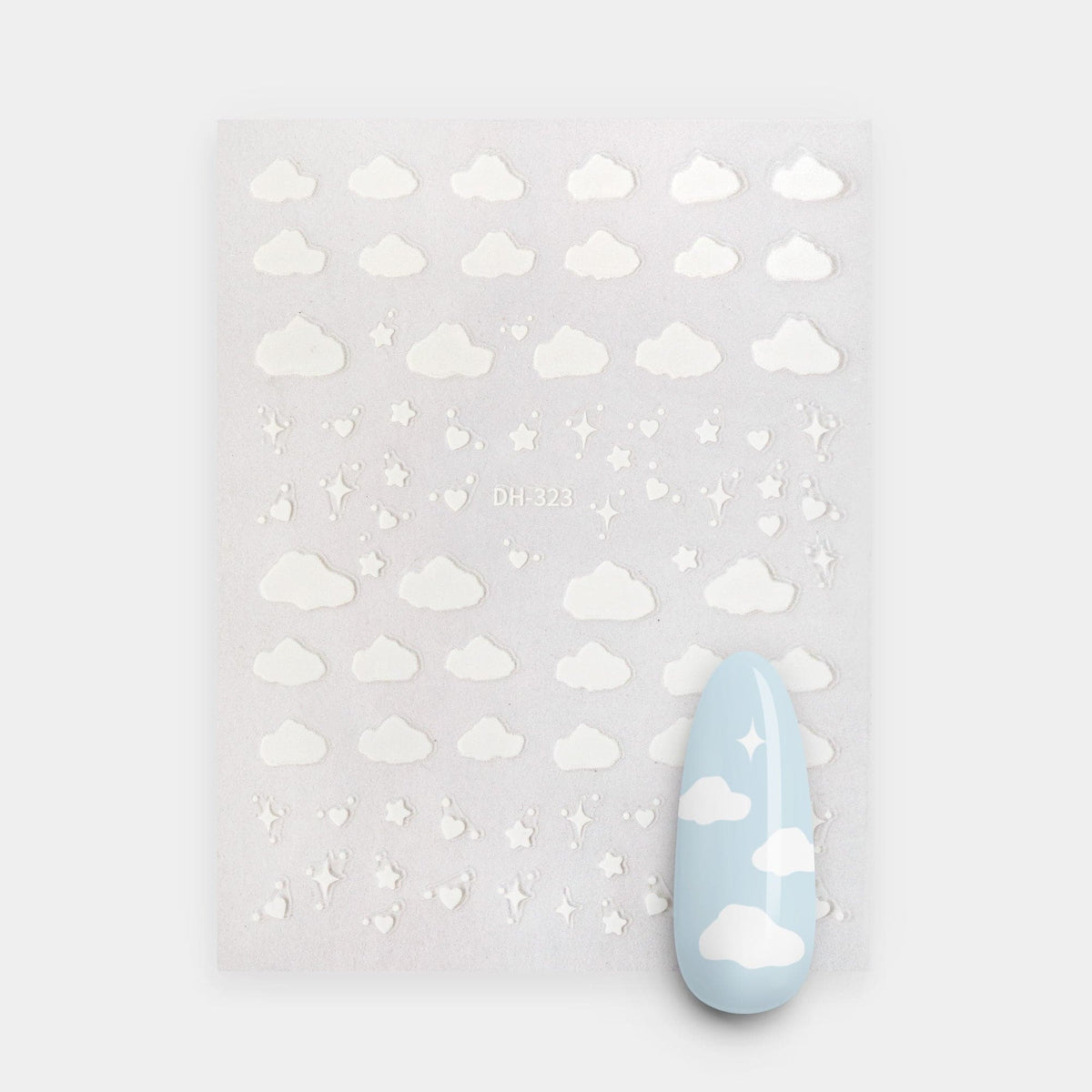 Gelous White Clouds Nail Art Stickers product photo - photographed in New Zealand