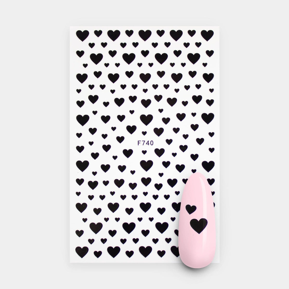Gelous Black Hearts Nail Art Stickers product photo- photographed in New Zealand