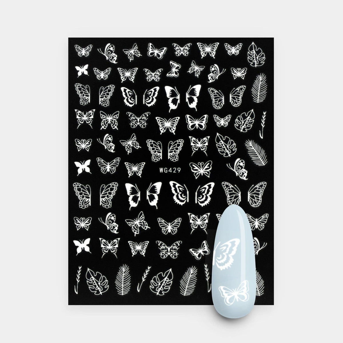 Gelous White Butterflies Nail Art Stickers product photo - photographed in New Zealand