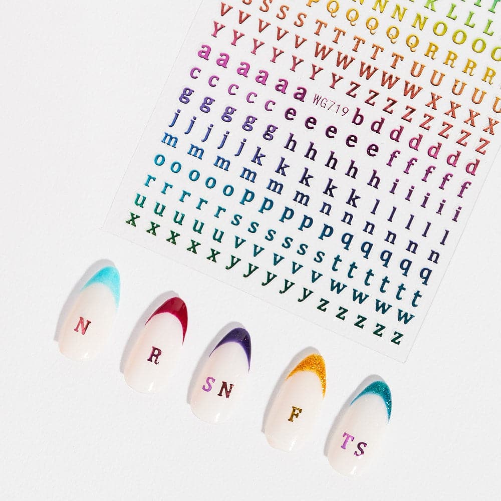 Gelous Rainbow Letters Nail Art Stickers product photo - photographed in New Zealand